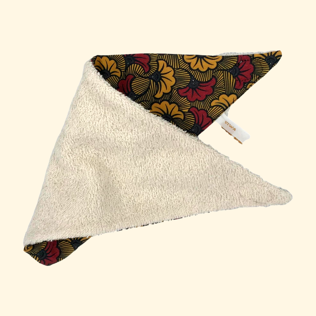 Bavoir bandana imprimé bio AYANA rouge et jaune (Copie)