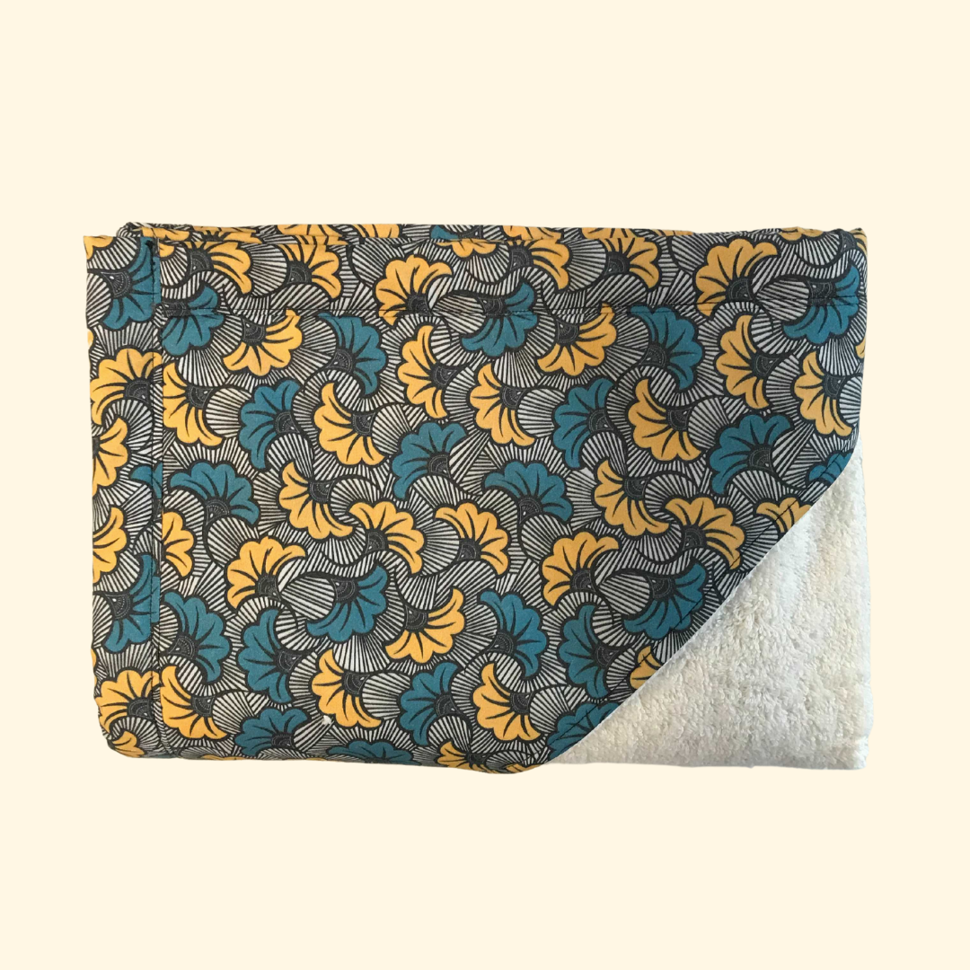 Cape de bain AYANA jaune et vert en coton BIO